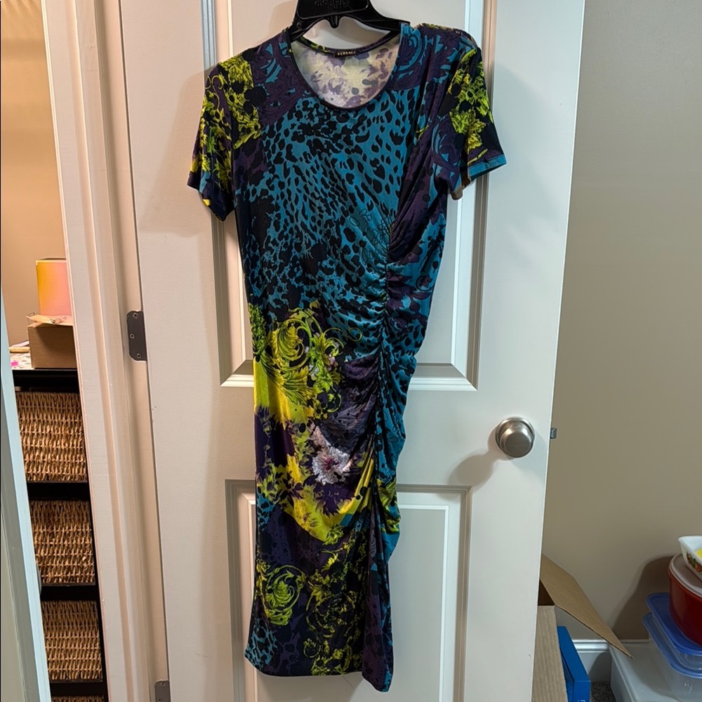 Versace Multicolor Baroque Print Dress